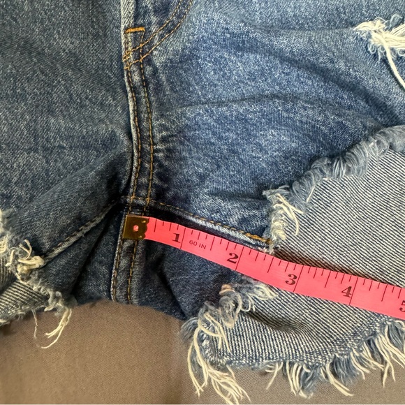 Levi's 501 shorts women 28 high rise button fly denim cut off jeans blue - Picture 9 of 10